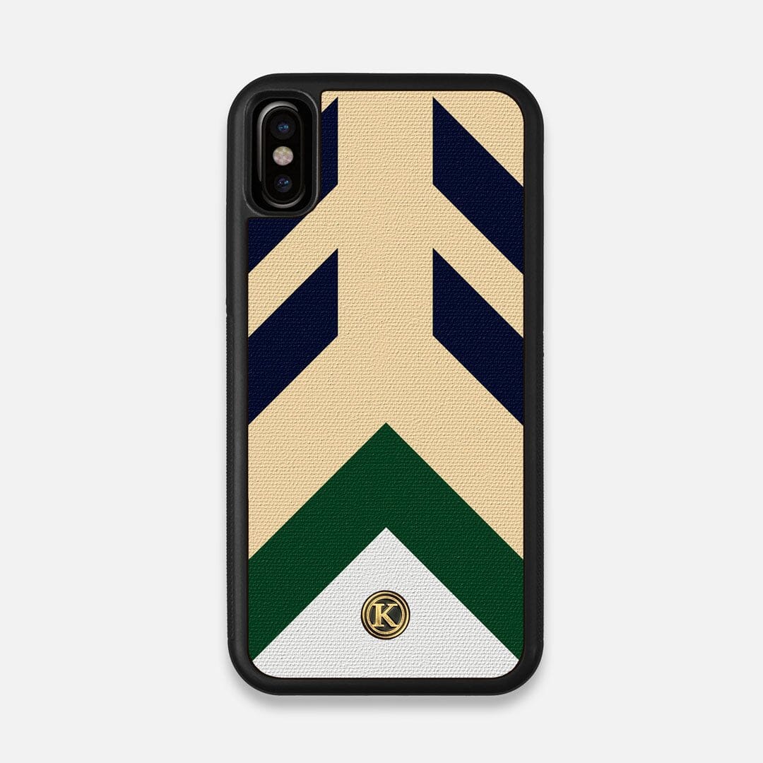 Front view of the Passage Adventure Marker in the Wayfinder series UV-Printed thick cotton canvas iPhone X Case by Keyway Designs