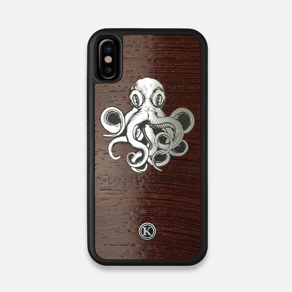 Front view of the Prize Kraken Wenge Wood iPhone X Case by Keyway Designs
