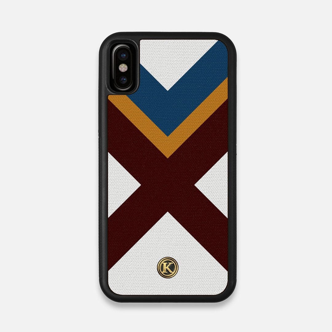 Front view of the Range Adventure Marker in the Wayfinder series UV-Printed thick cotton canvas iPhone X Case by Keyway Designs