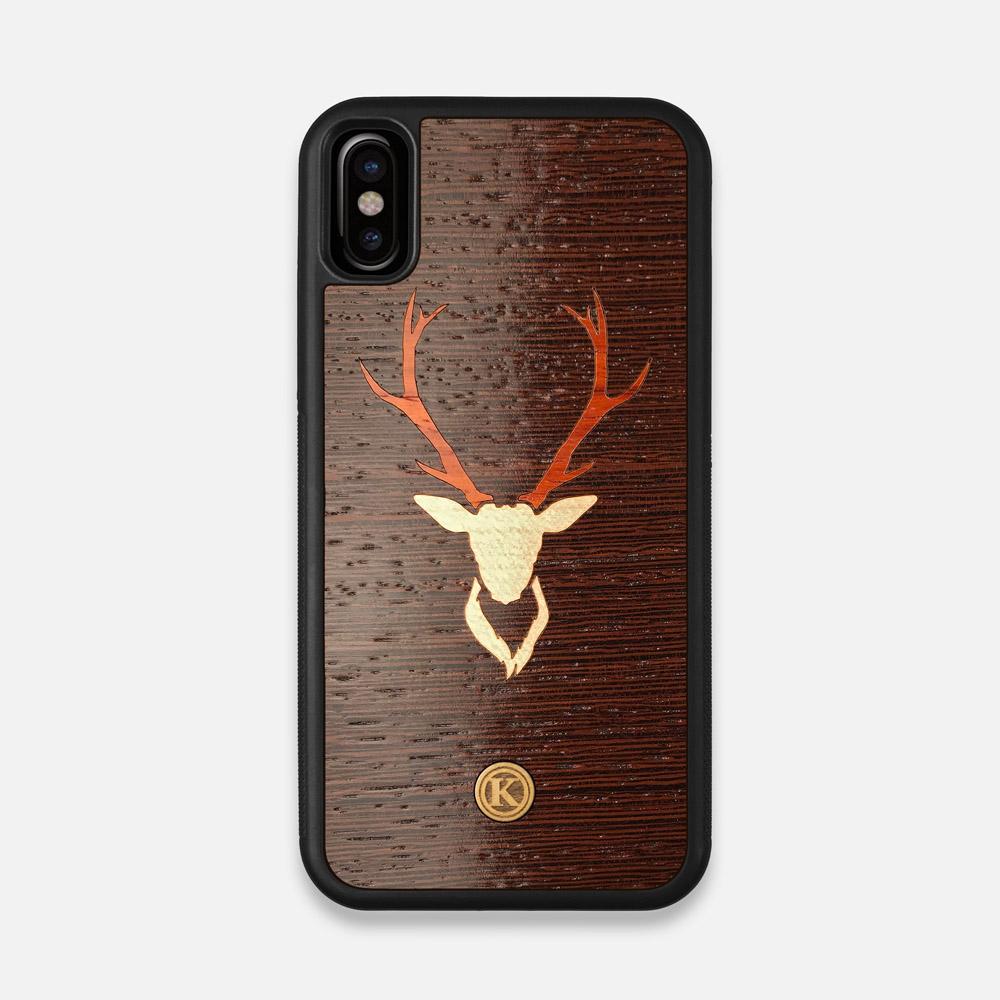 Front view of the Stag Wenge Wood iPhone X Case by Keyway Designs