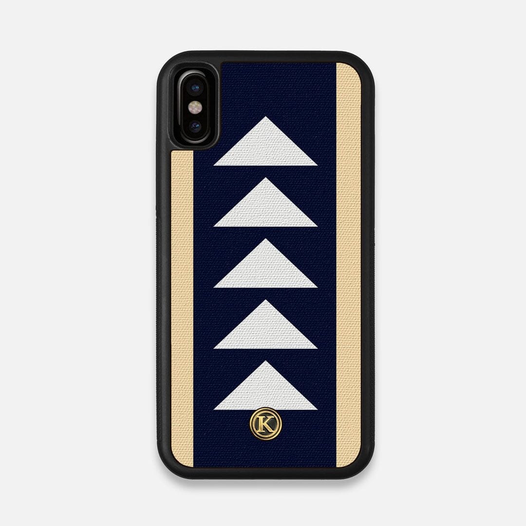 Front view of the Track Adventure Marker in the Wayfinder series UV-Printed thick cotton canvas iPhone X Case by Keyway Designs