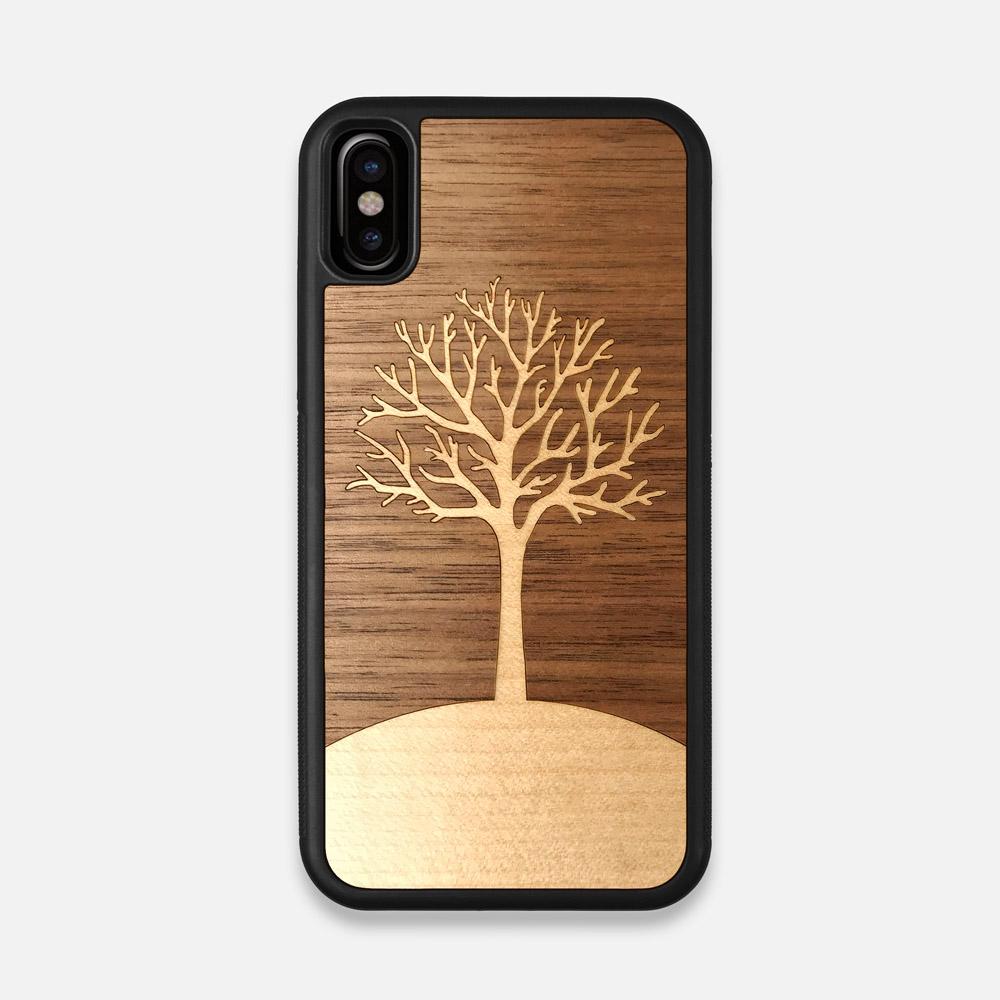 Front view of the Tree Of Life Walnut Wood iPhone X Case by Keyway Designs