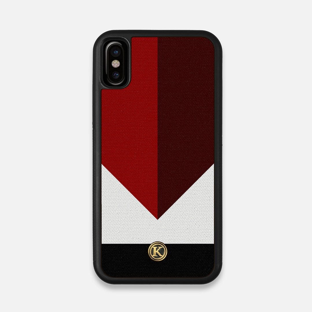 Front view of the Valley Adventure Marker in the Wayfinder series UV-Printed thick cotton canvas iPhone X Case by Keyway Designs