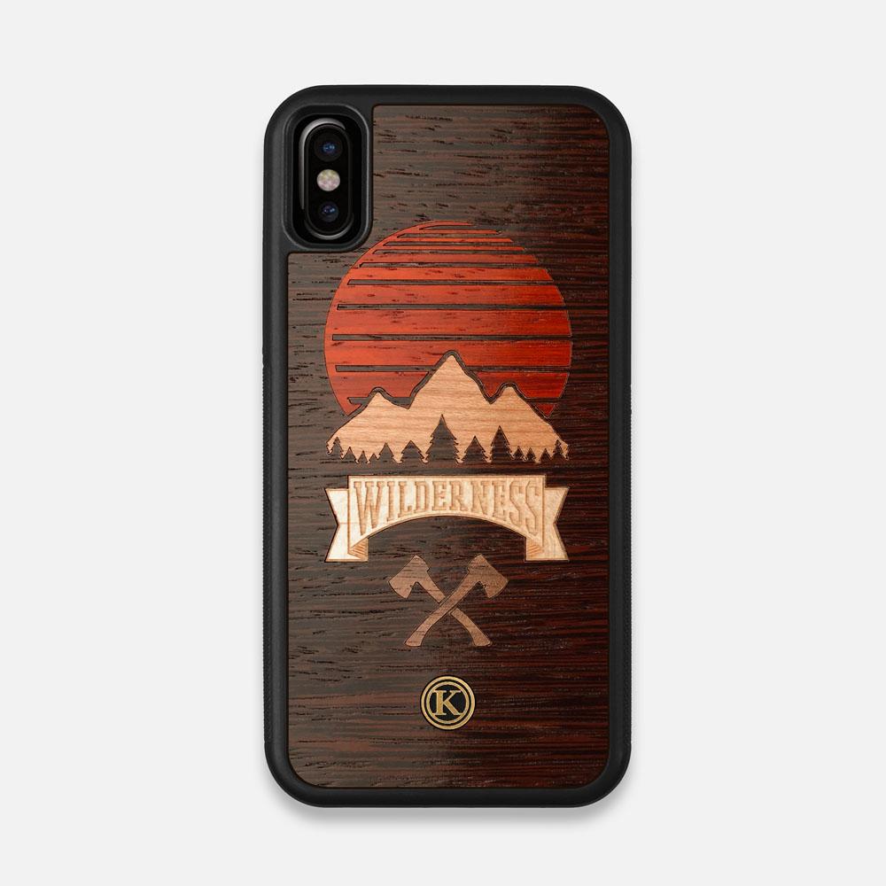Front view of the Wilderness Wenge Wood iPhone X Case by Keyway Designs