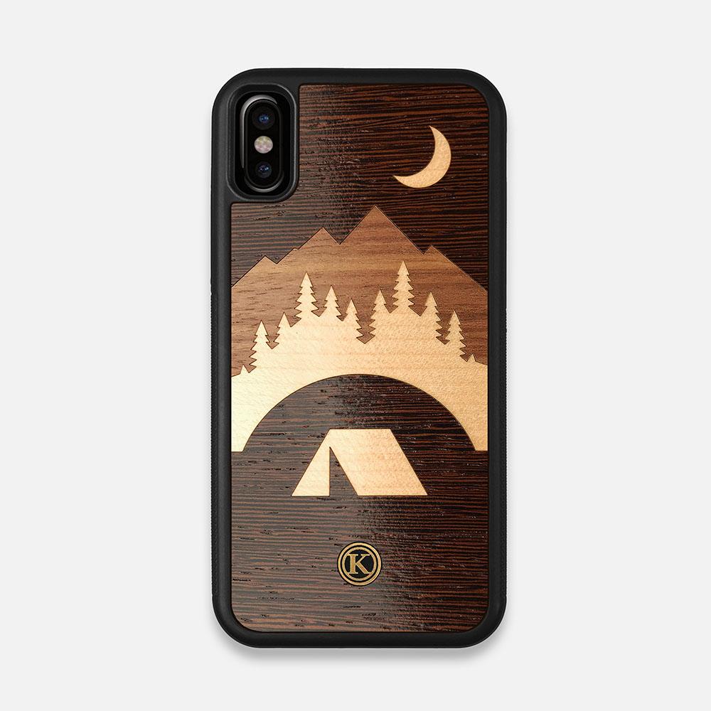 Front view of the Woodland Wenge Wood iPhone X Case by Keyway Designs