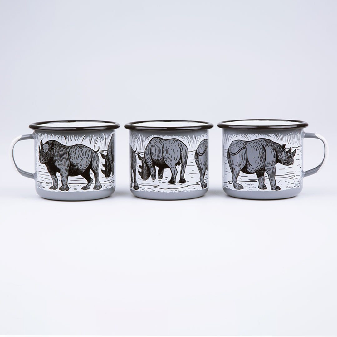 KEYWAY | Emalco - Rhino Enamel Mug, Handcrafted by Artisans in Poland, All Sides