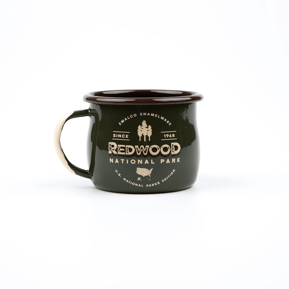 KEYWAY | Emalco - Redwoods Bellied Enamel Mug, Handcrafted by Artisans in Poland, Back View