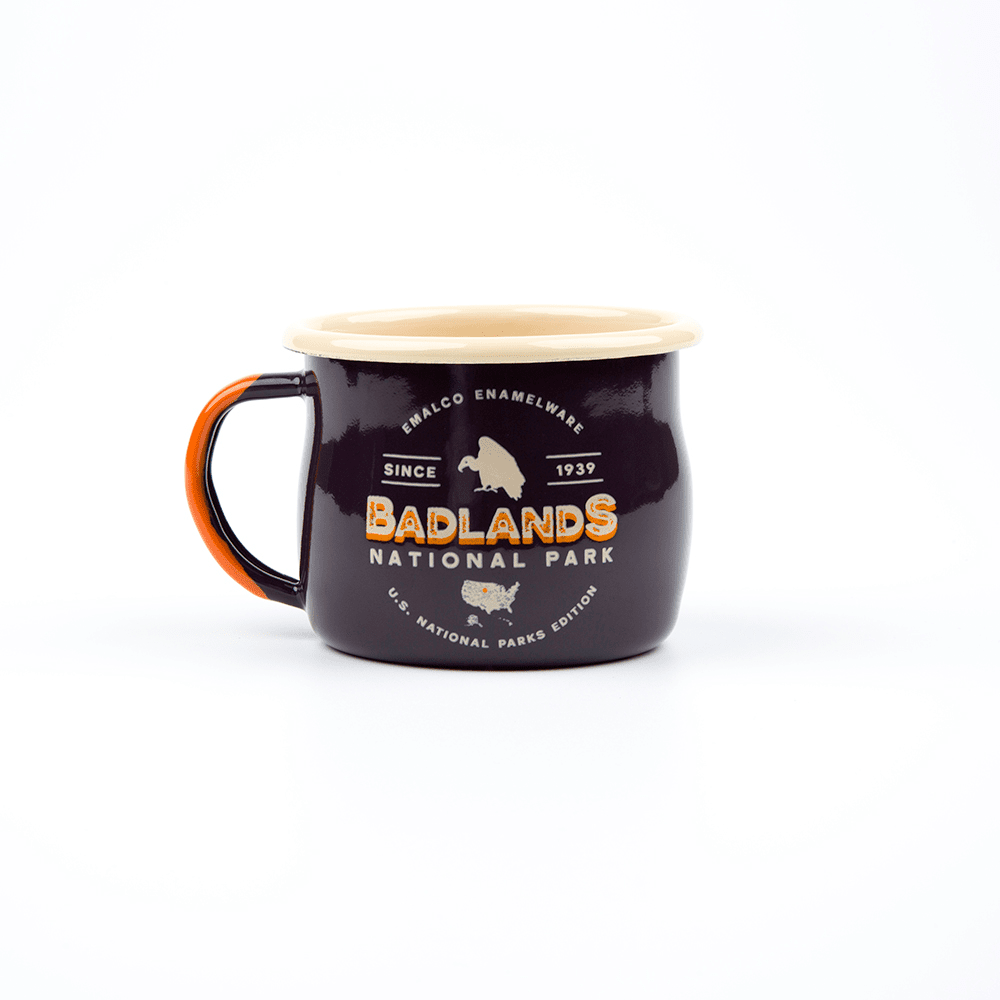 KEYWAY | Emalco - Badlands Bellied Enamel Mug, Handcrafted by Artisans in Poland, Back View