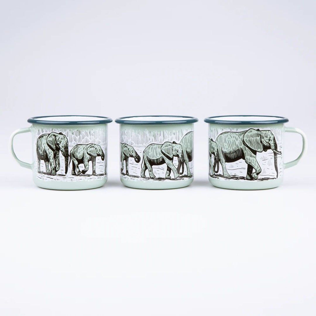 KEYWAY | Emalco - Elephant Enamel Mug, Handcrafted by Artisans in Poland, All Sides